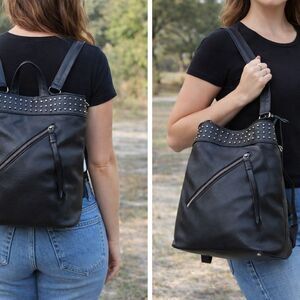 montana west black studded backpack faux leather western bag